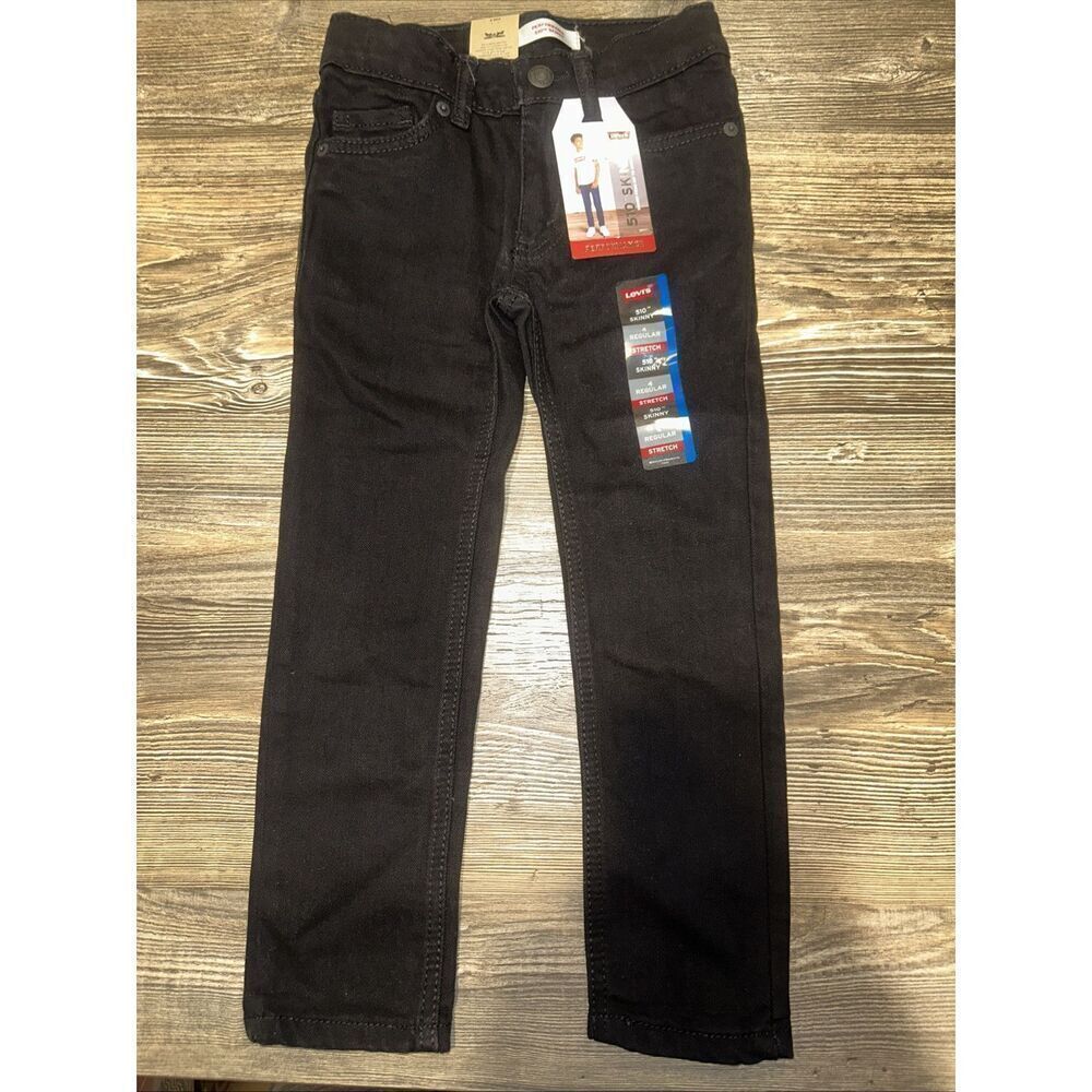 NEW Levis Boys 510 Skinny Fit Performance Jeans. Size 4 Reg (20x17) Black. C